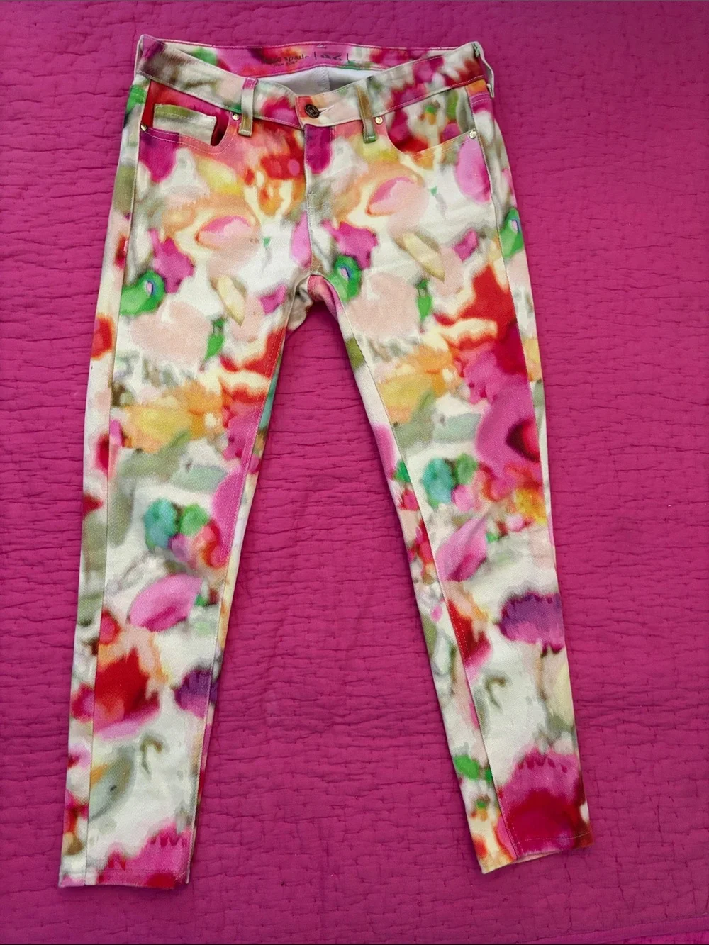 kate spade Pastel Watercolor Floral Cropped Jeans, size 26
